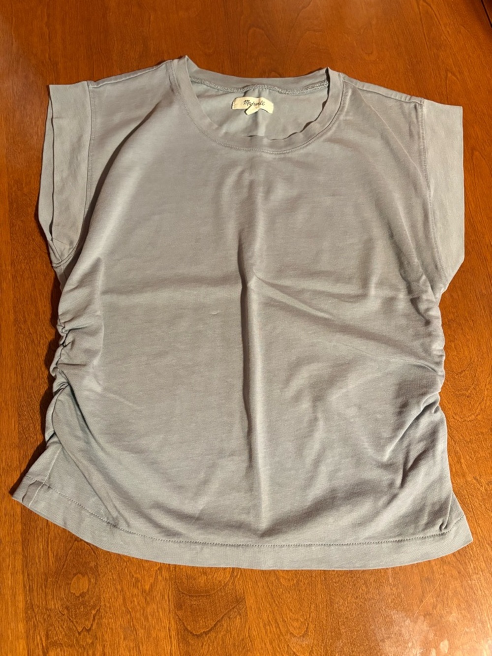 Madewell Gray Side-Ruched Short Sleeve Tank